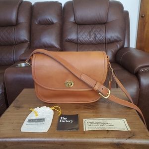 Vintage Coach British Tan Leather Collegiate Handbag Crossbody 9815